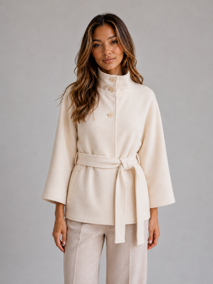 Women's Classic Wool Blend Belted Cape Jacket