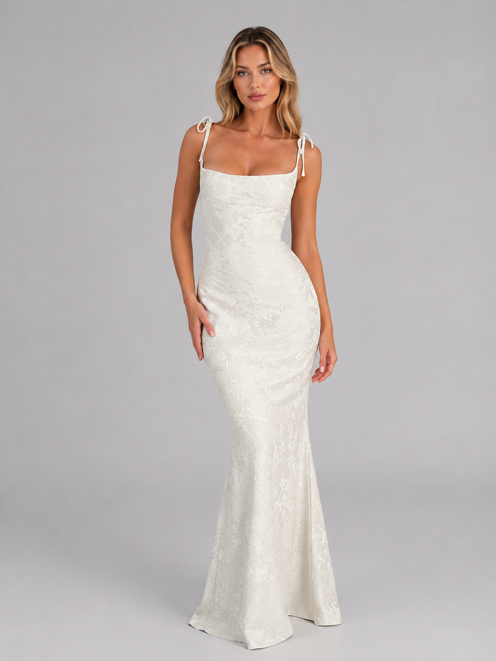 Women's Elegant Floral Jacquard Mermaid Maxi Dress