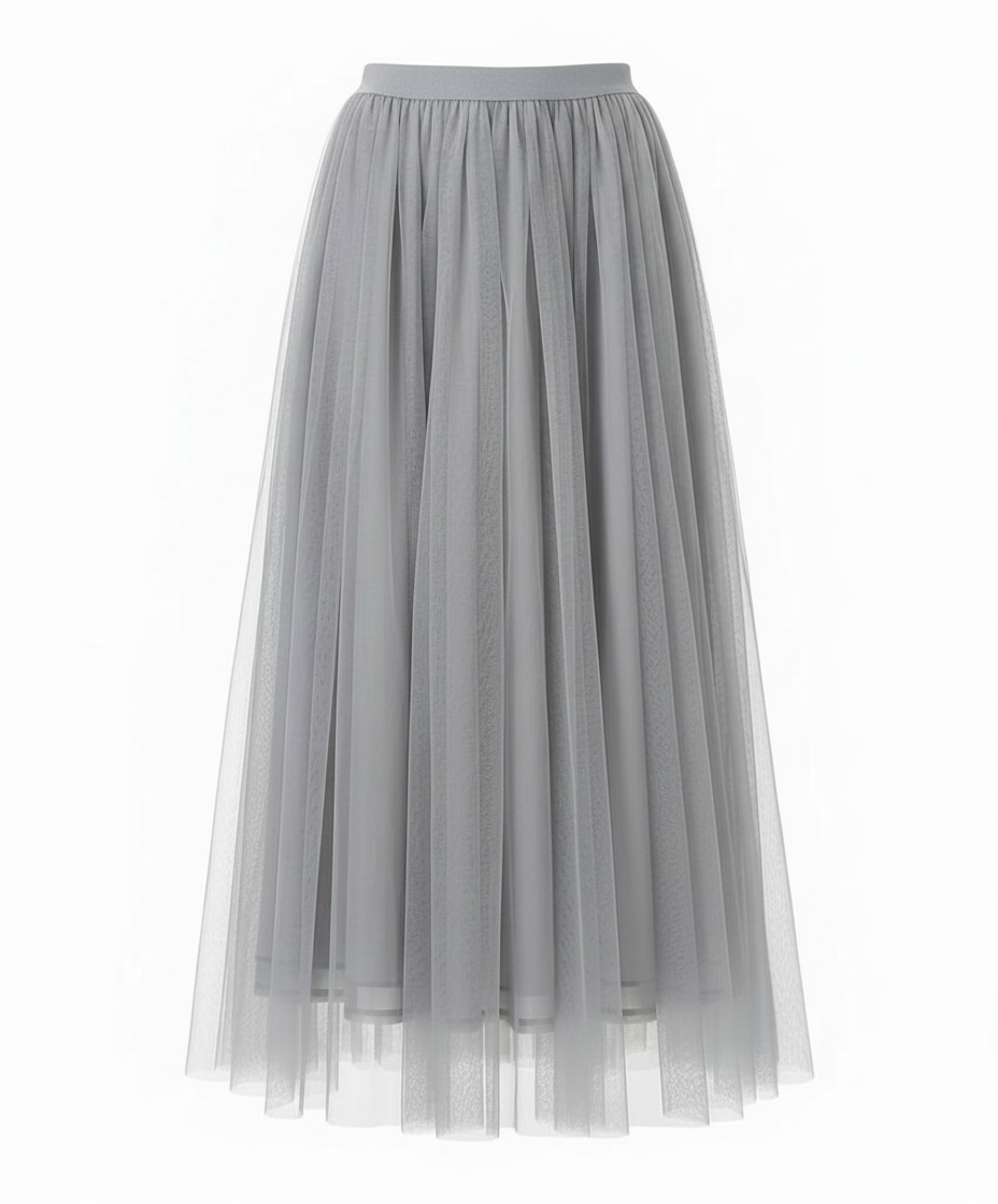 Womens Midi Skirt High Waist Layered Tulle Style