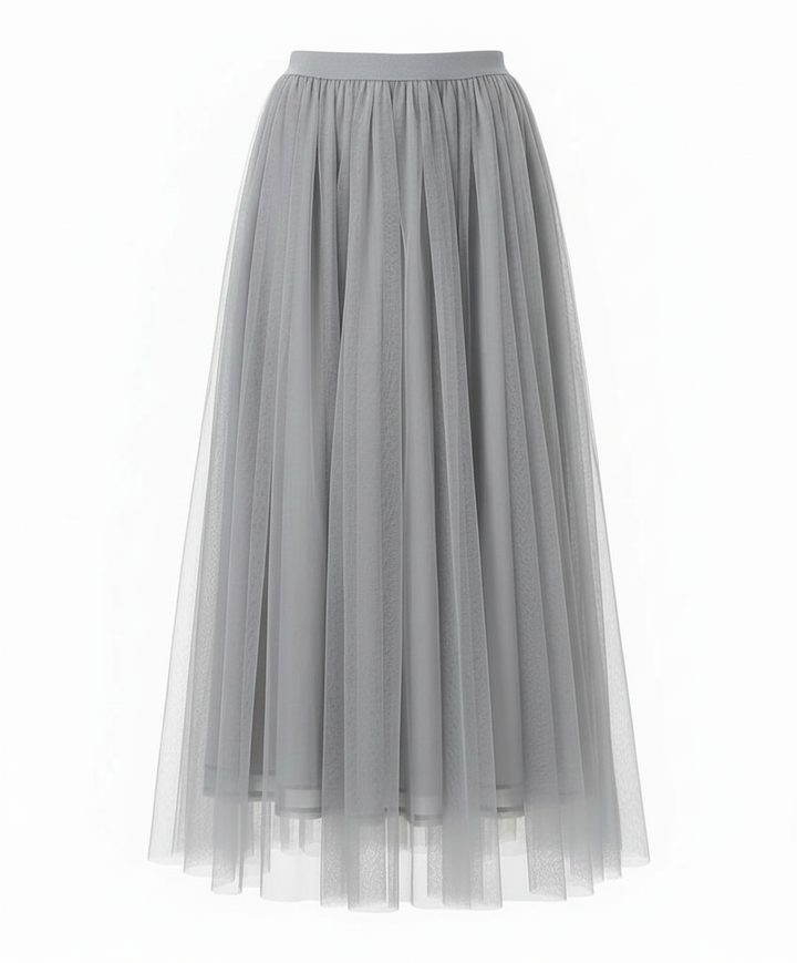 Womens Midi Skirt High Waist Layered Tulle Style