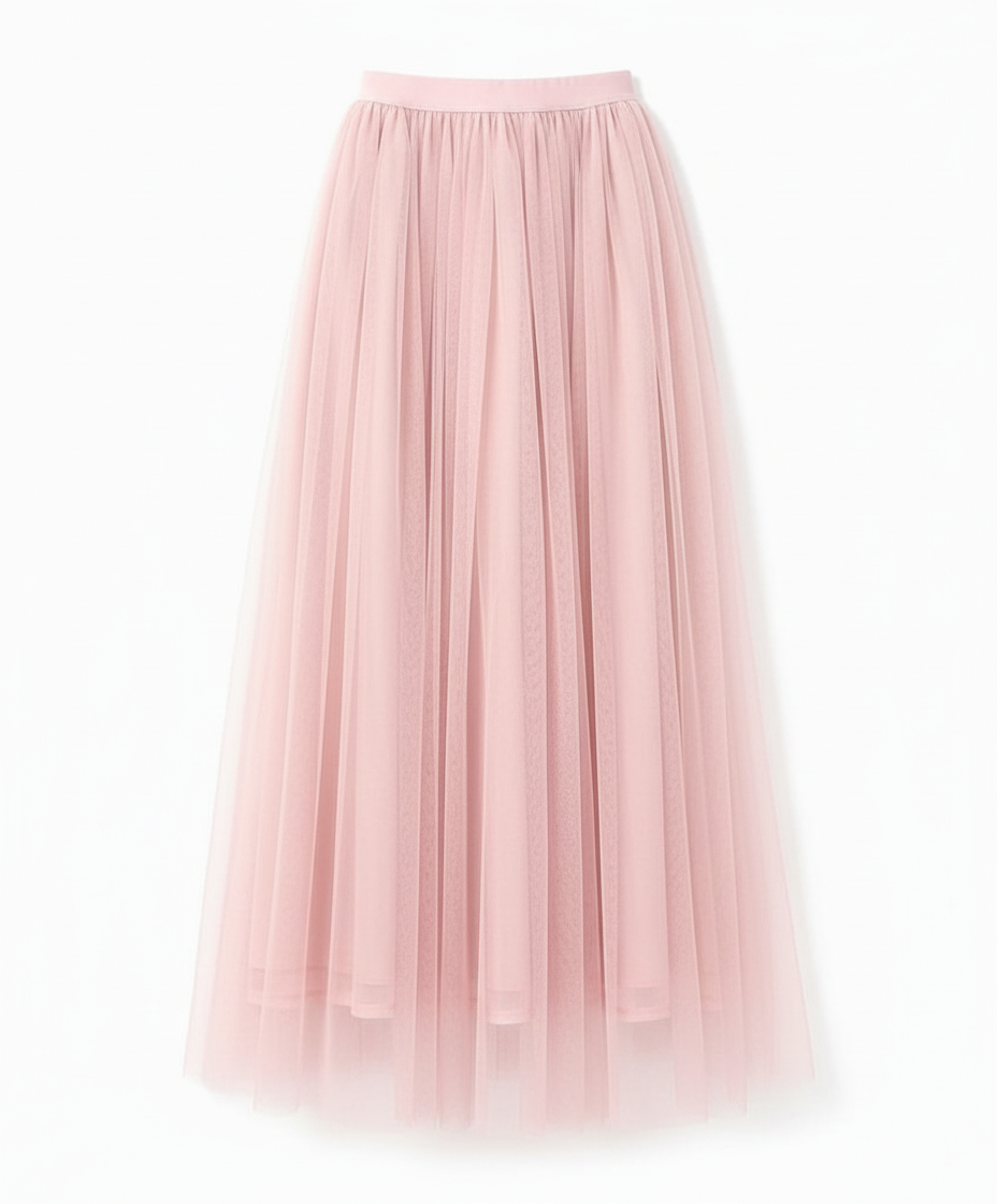 Womens Midi Skirt High Waist Layered Tulle Style