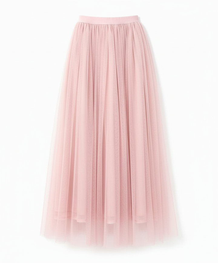 Womens Midi Skirt High Waist Layered Tulle Style