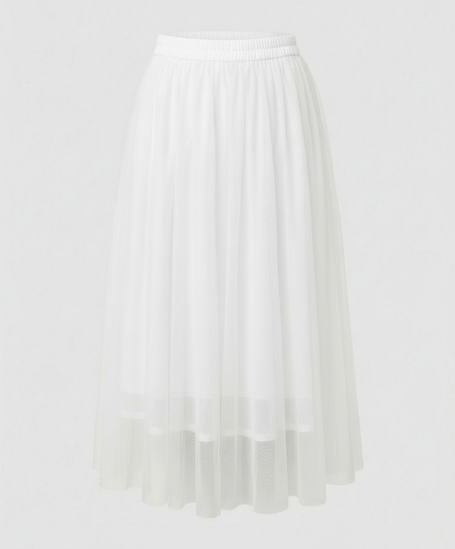 Womens Midi Skirt High Waist Layered Tulle Style
