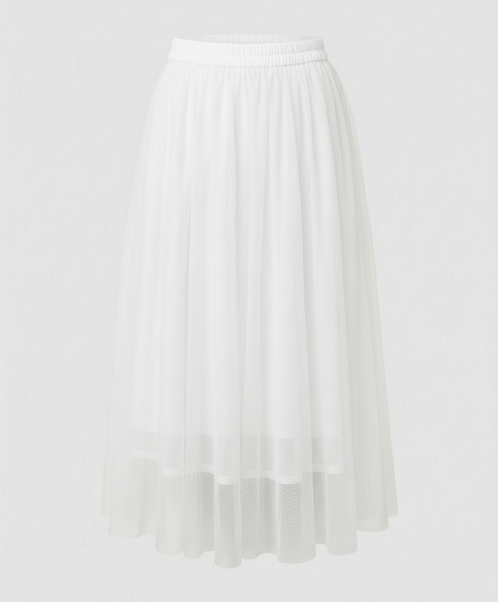 Womens Midi Skirt High Waist Layered Tulle Style