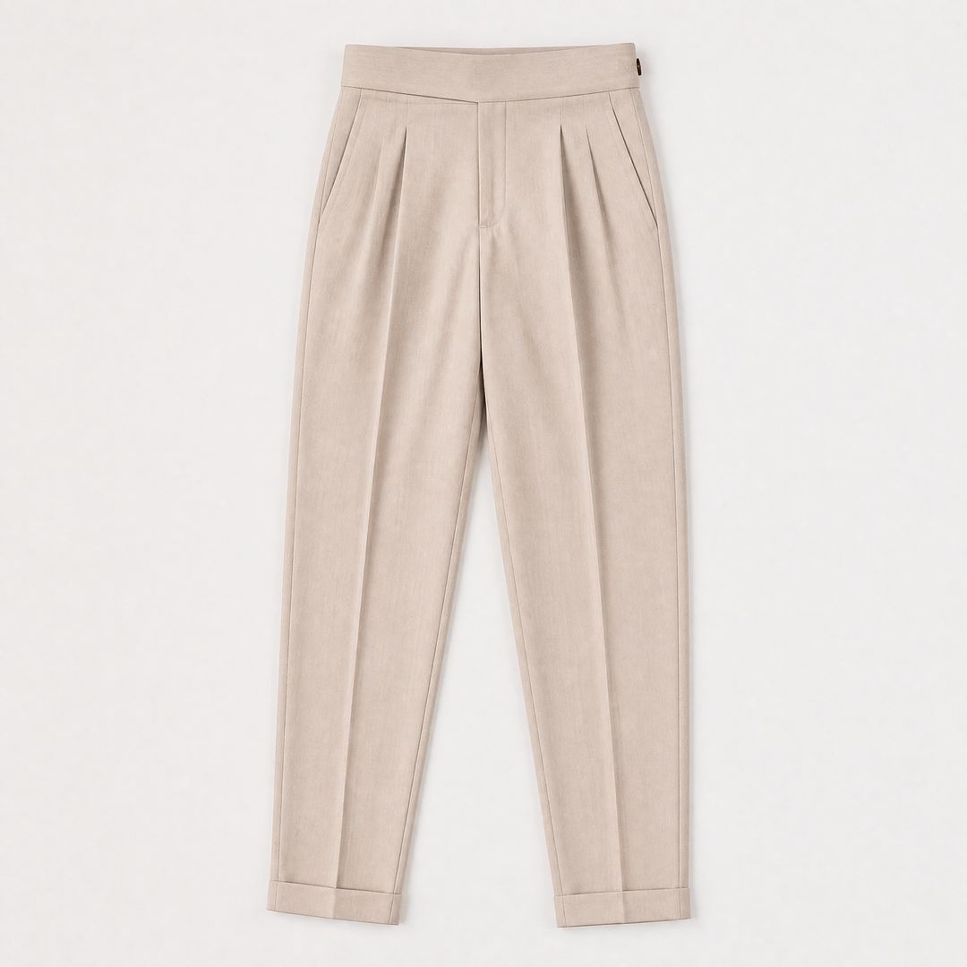 Men's Classic High-Rise Pleated Tapered Trousers