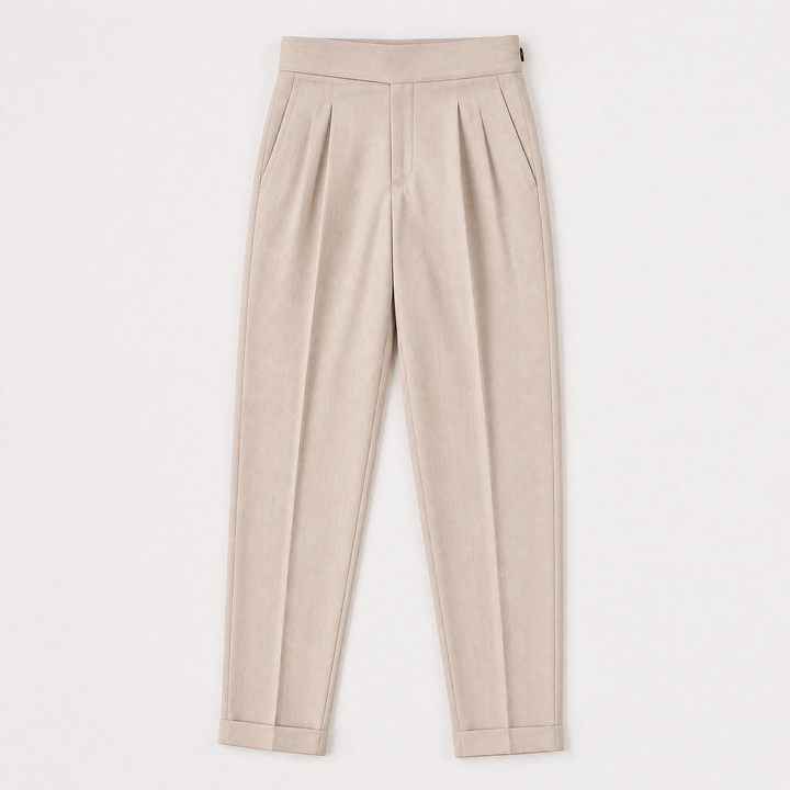 Men's Classic High-Rise Pleated Tapered Trousers