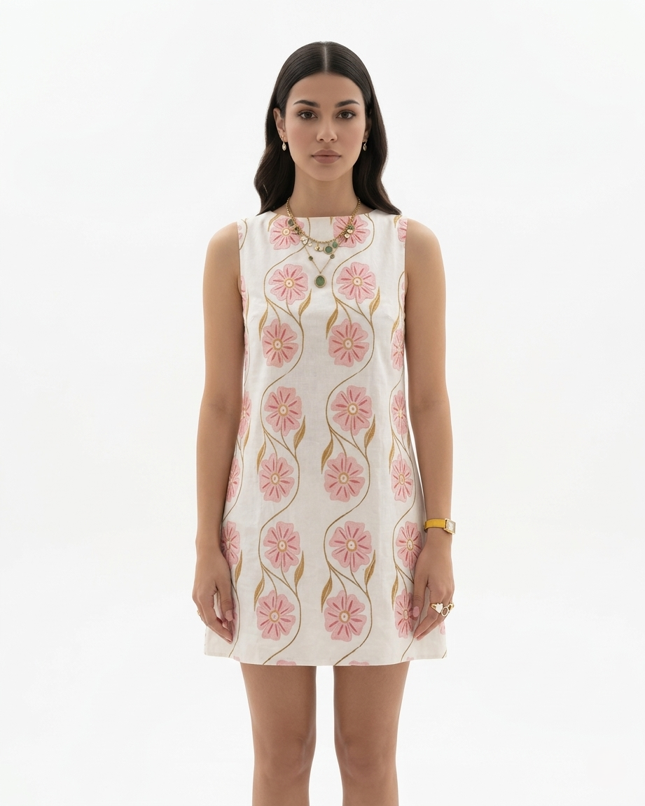 Womens Mini Dress Floral Print Sleeveless A-Line - Clovrio