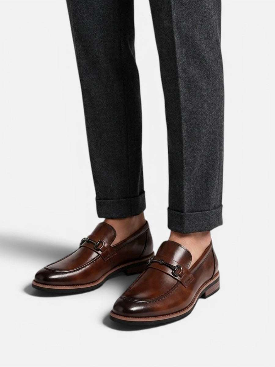 Men's Classic Polished Leather Slip-On Loafers