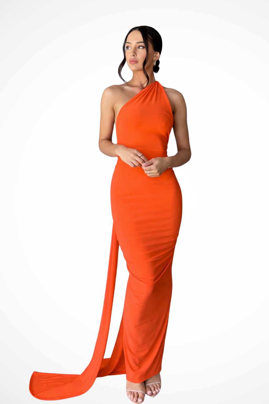 Womens Maxi Dress One Shoulder Ruched Backless