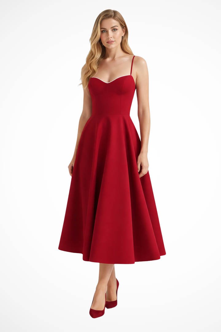 Womens Midi Dress with Corset Detail