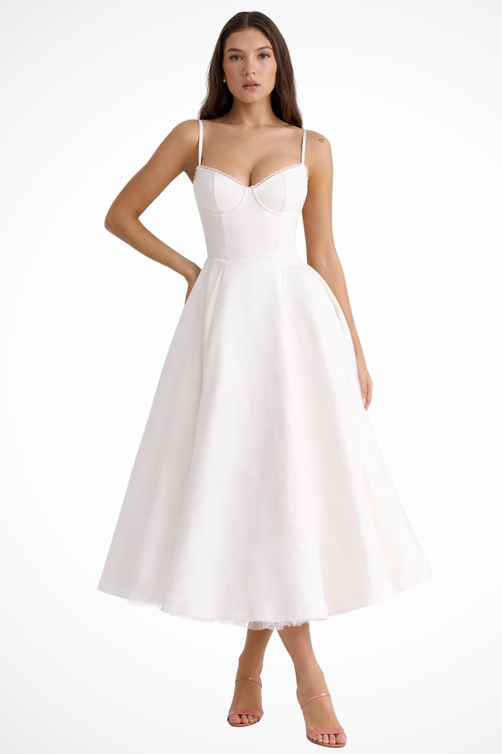 Womens Midi Dress with Corset Detail - Clovrio