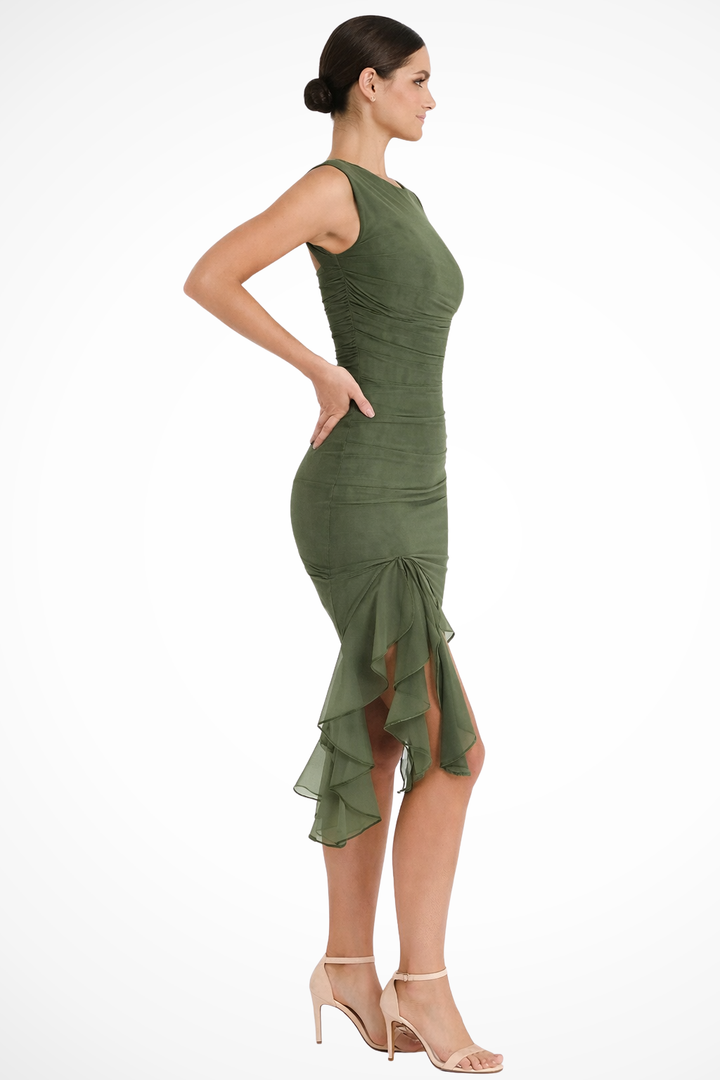 Siopie Women's Mesh Ruched Midi Dress
