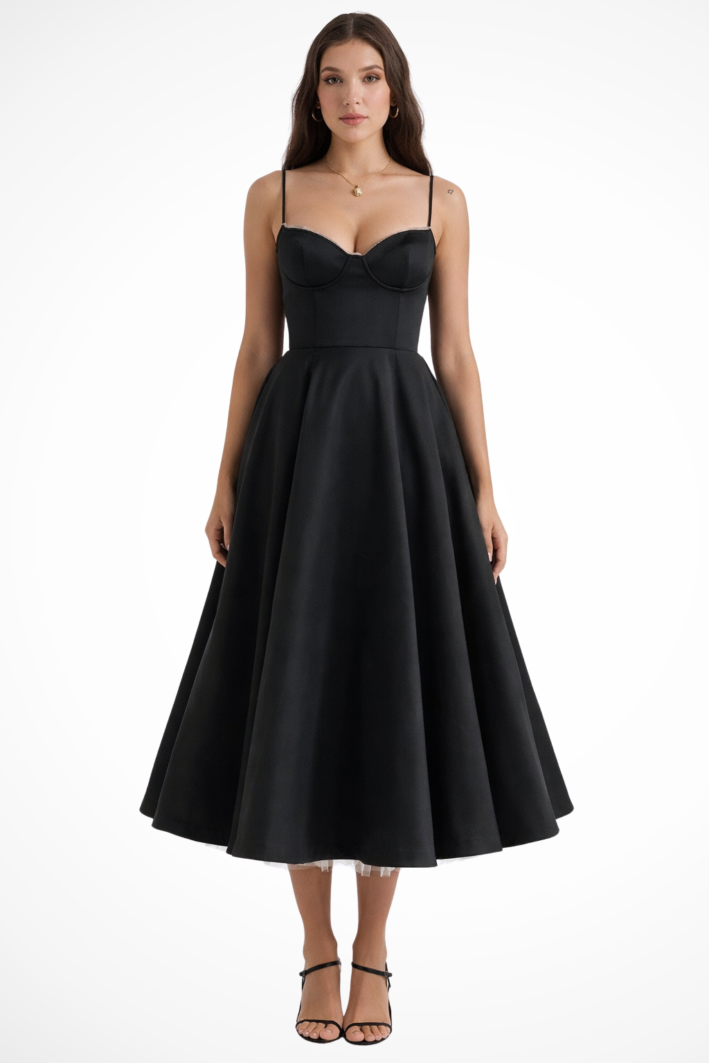 Womens Midi Dress with Corset Detail