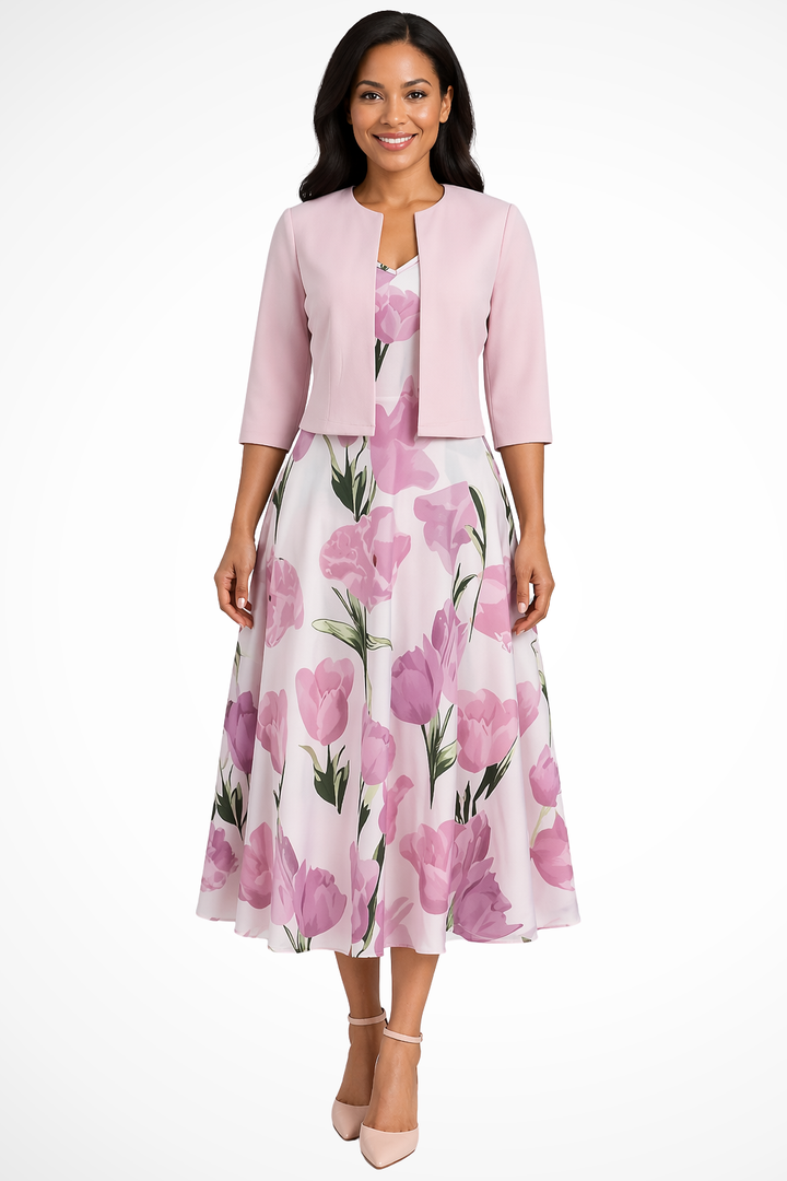 Womens Maxi Dress and Jacket Set Floral Style - Clovrio