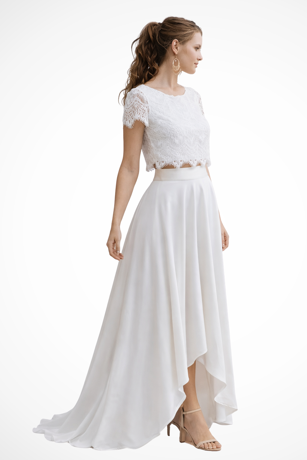 Siopie Women's Lace Top Maxi Skirt Bridal Set
