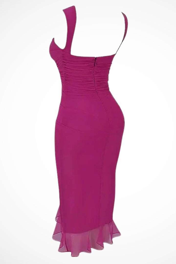 Siopie Women's Mesh Ruched Midi Dress