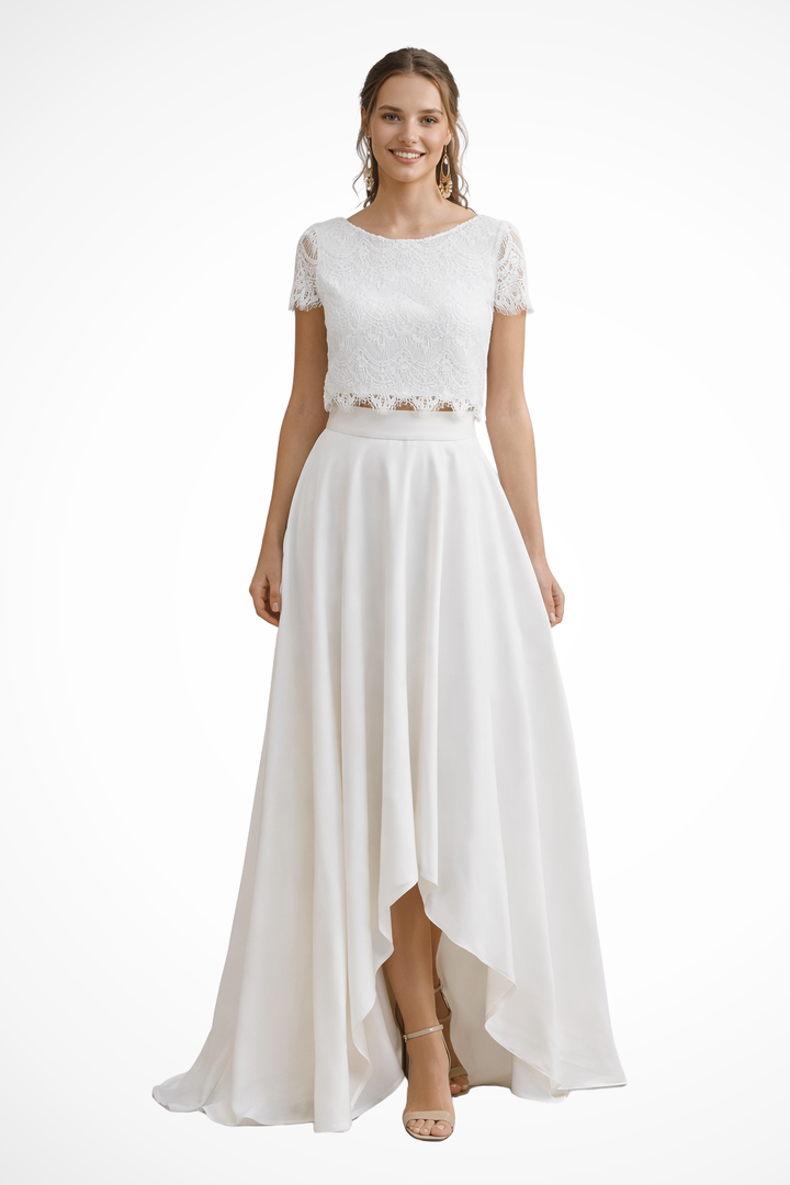 Womens Lace Top and Maxi Skirt Bridal Set - Clovrio
