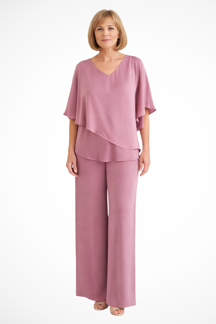 Womens Co-Ord Set with Batwing Sleeve and Wide Leg - Clovrio