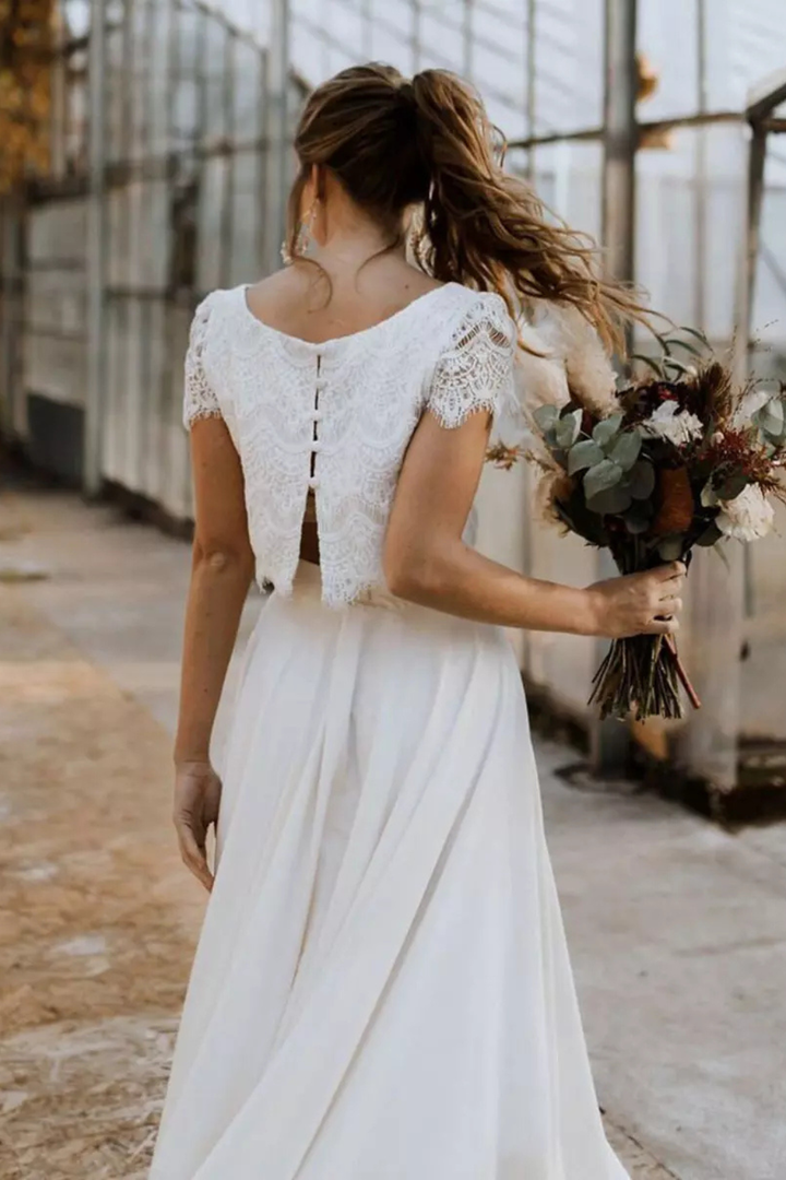 Siopie Women's Lace Top Maxi Skirt Bridal Set