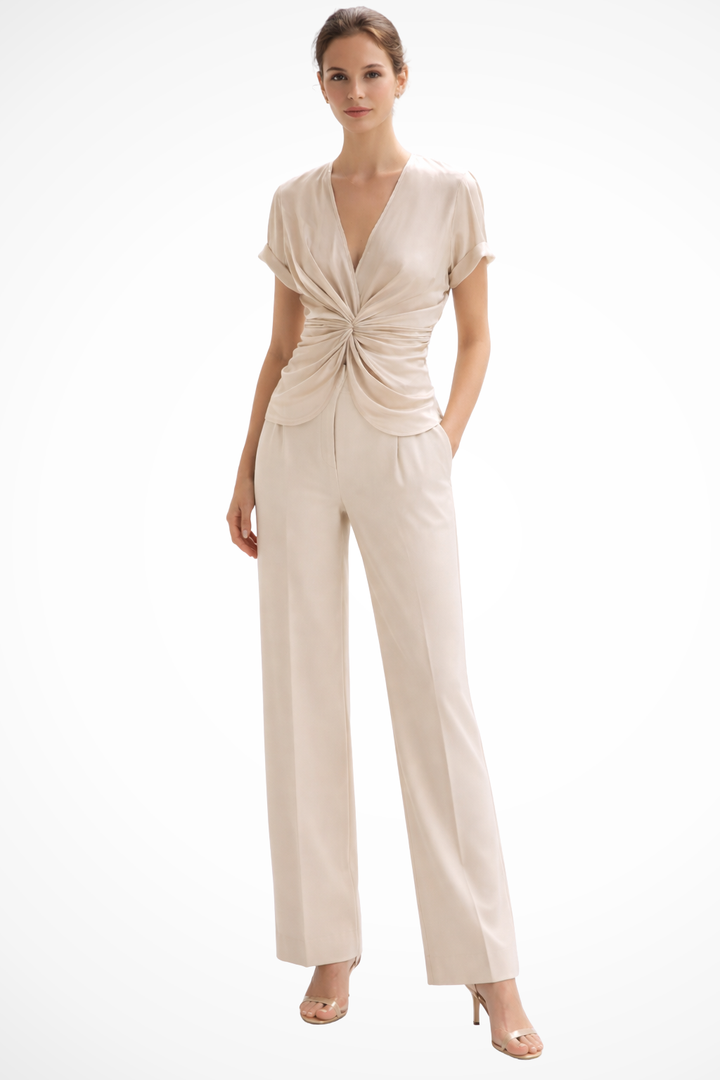 Womens Blouse V-Neck Twist Front Relaxed Fit - Clovrio