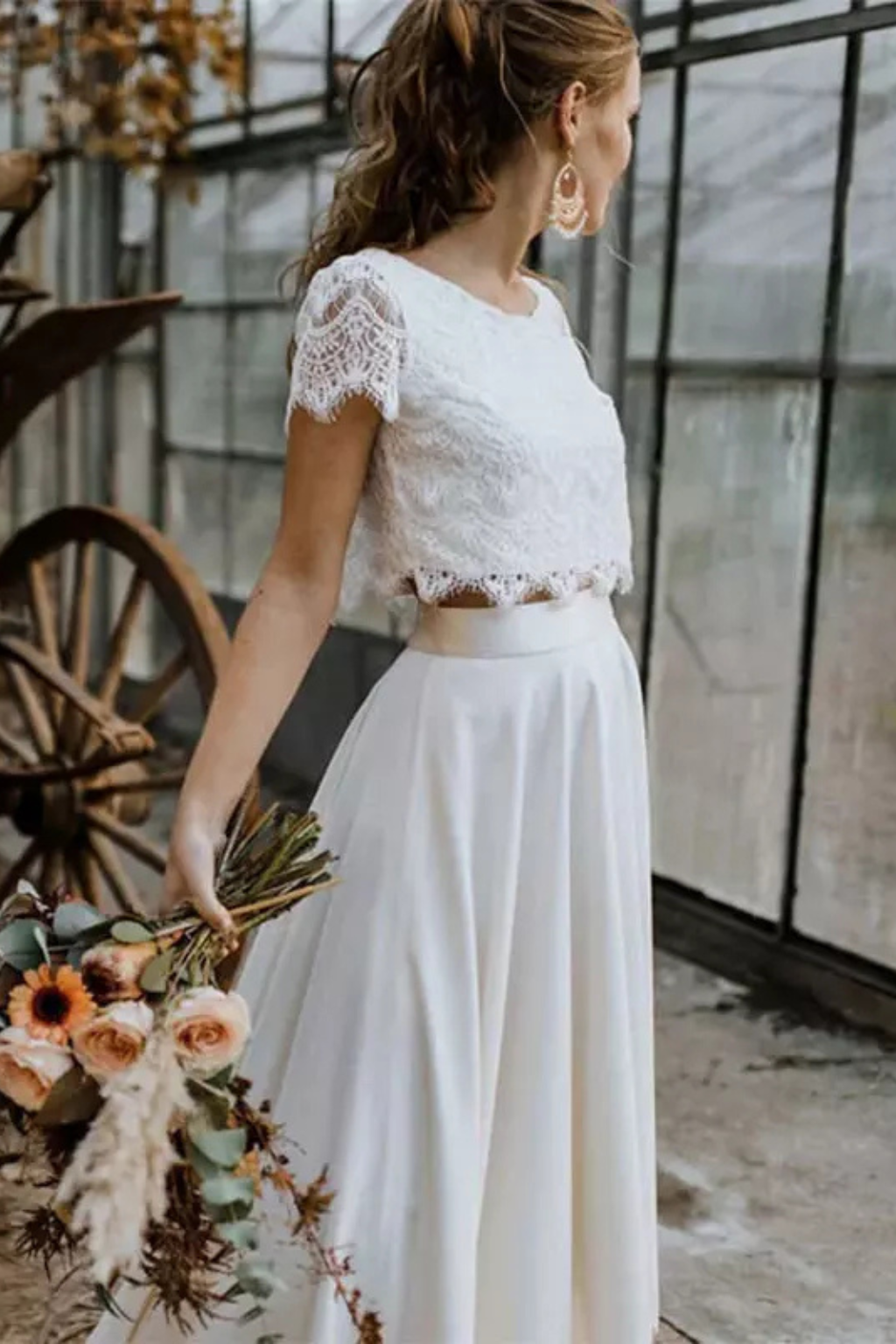 Siopie Women's Lace Top Maxi Skirt Bridal Set