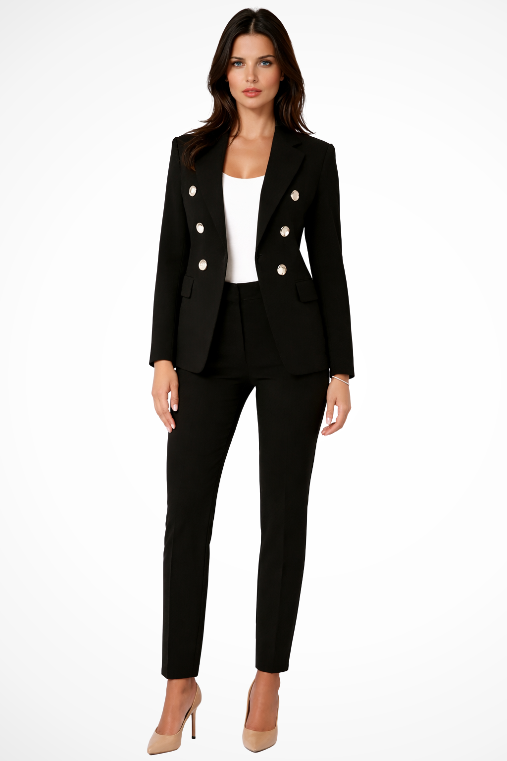 Womens Tailored Blazer and Trouser Suit Set Classic Fit - Clovrio
