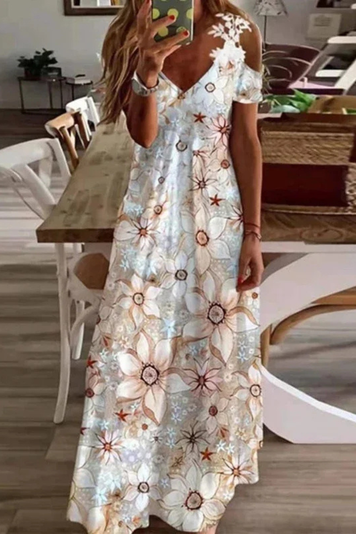 Womens Maxi Dress Floral Sleeveless Flowing