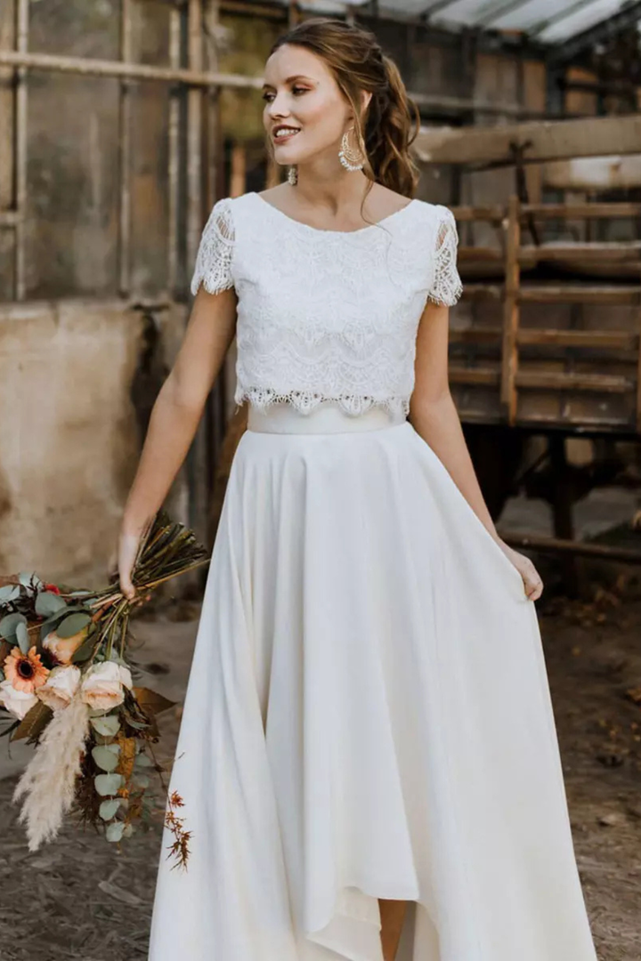 Siopie Women's Lace Top Maxi Skirt Bridal Set