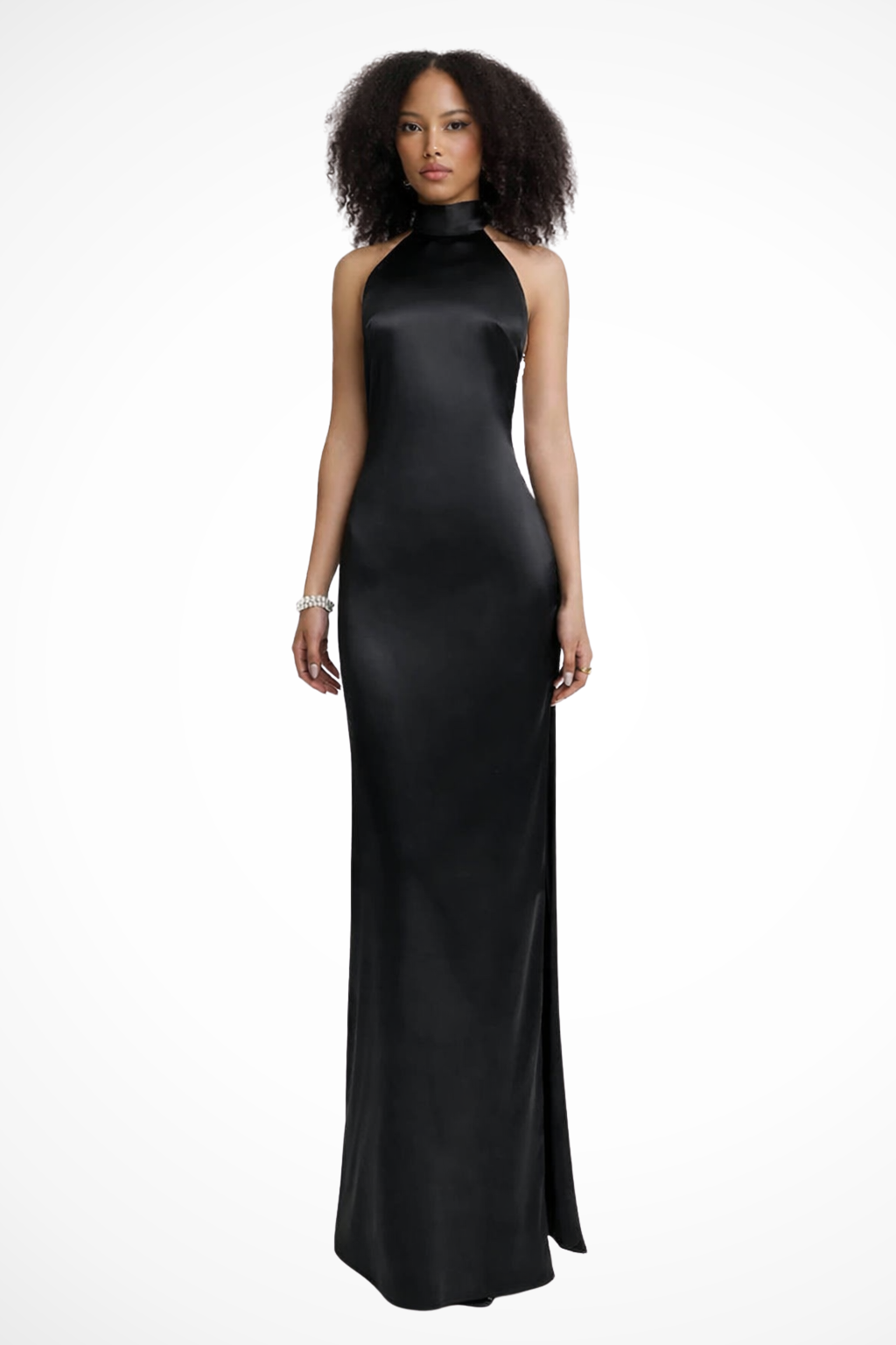 Siopie Women's High Neck Halter Chain Detail Backless Maxi Dress