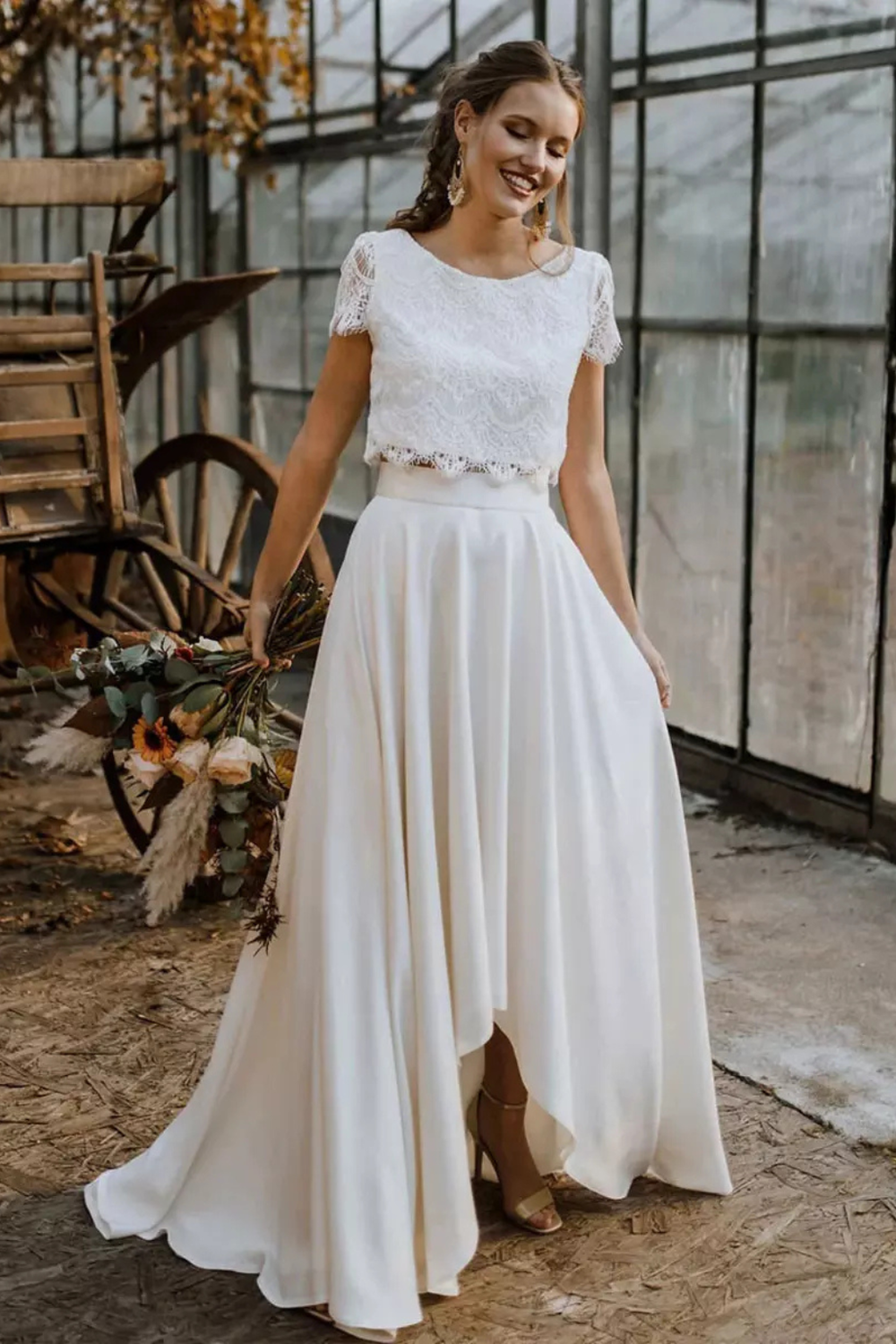Siopie Women's Lace Top Maxi Skirt Bridal Set