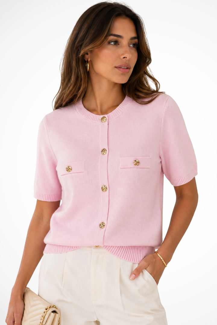 Womens Knit Cardigan Short Sleeve Lightweight - Clovrio