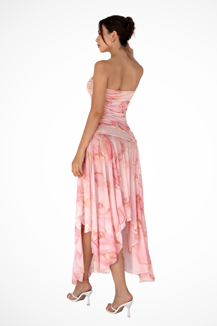 Siopie Women's Strapless Floral Maxi Dress