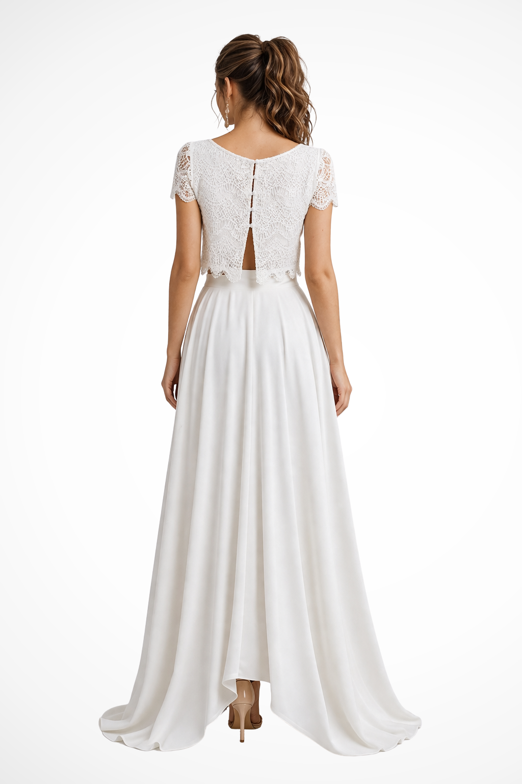 Siopie Women's Lace Top Maxi Skirt Bridal Set