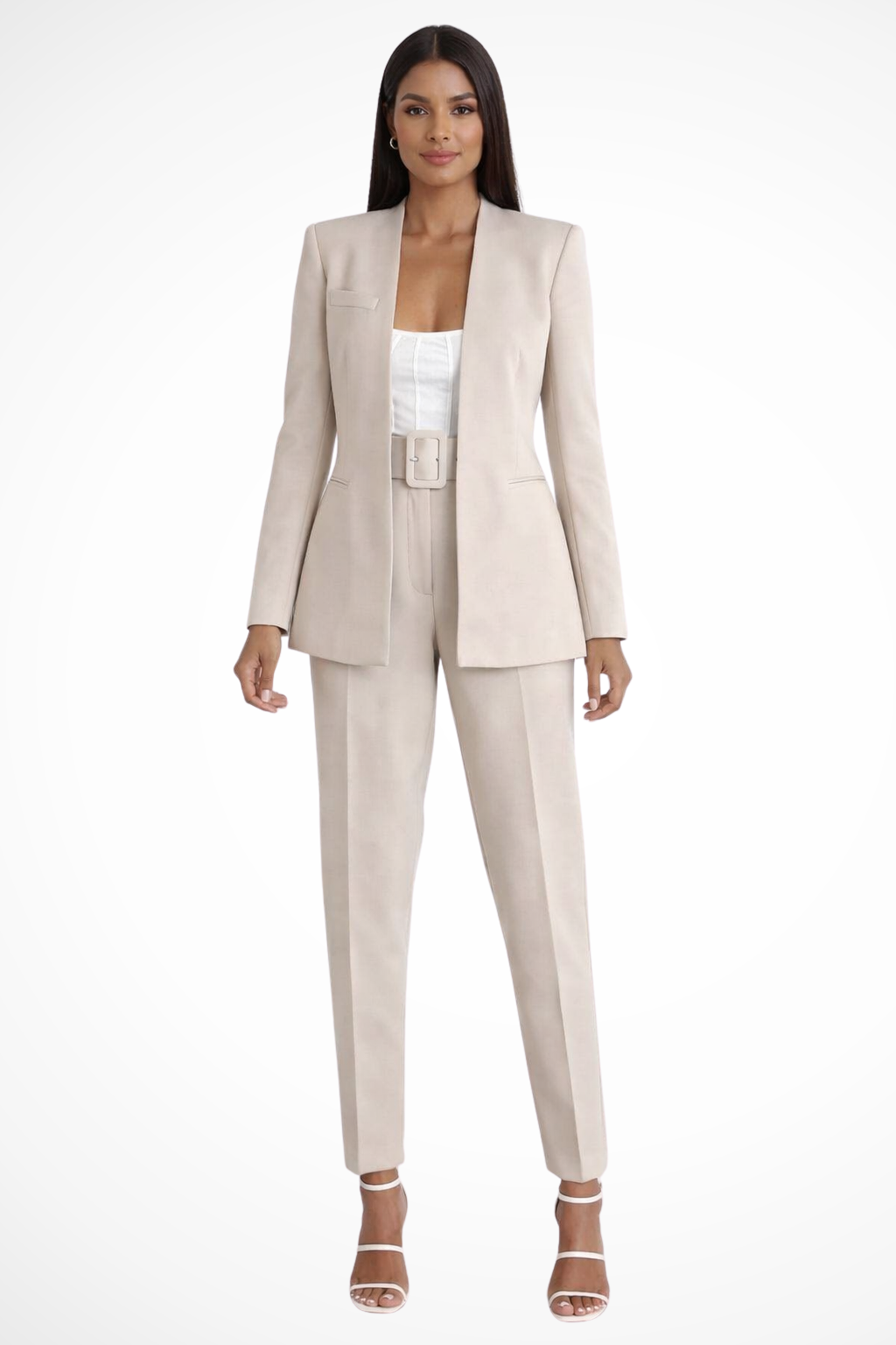 Womens Tailored Wide Leg Trousers Suit - Clovrio