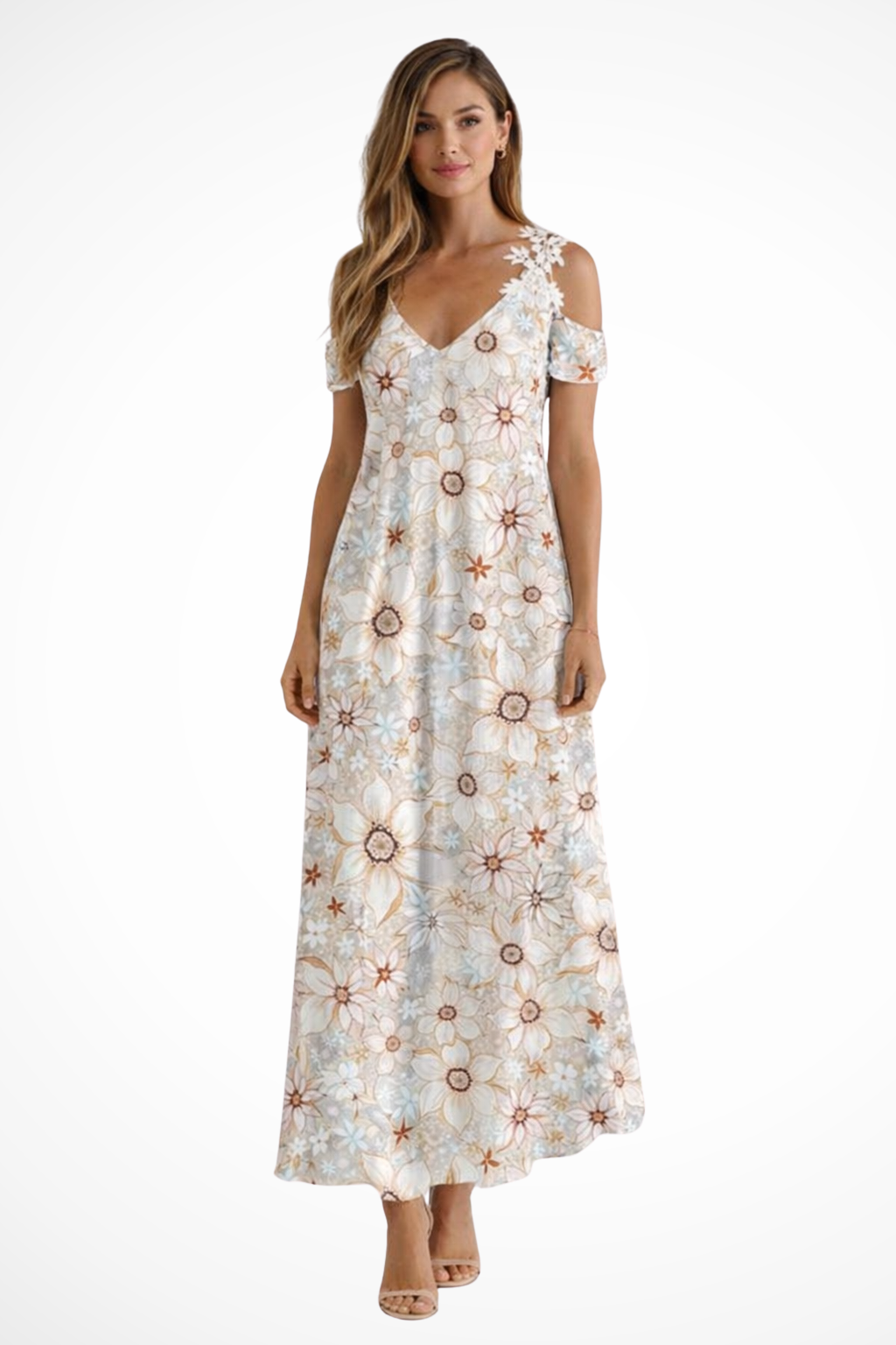 Womens Maxi Dress Floral Sleeveless Flowing