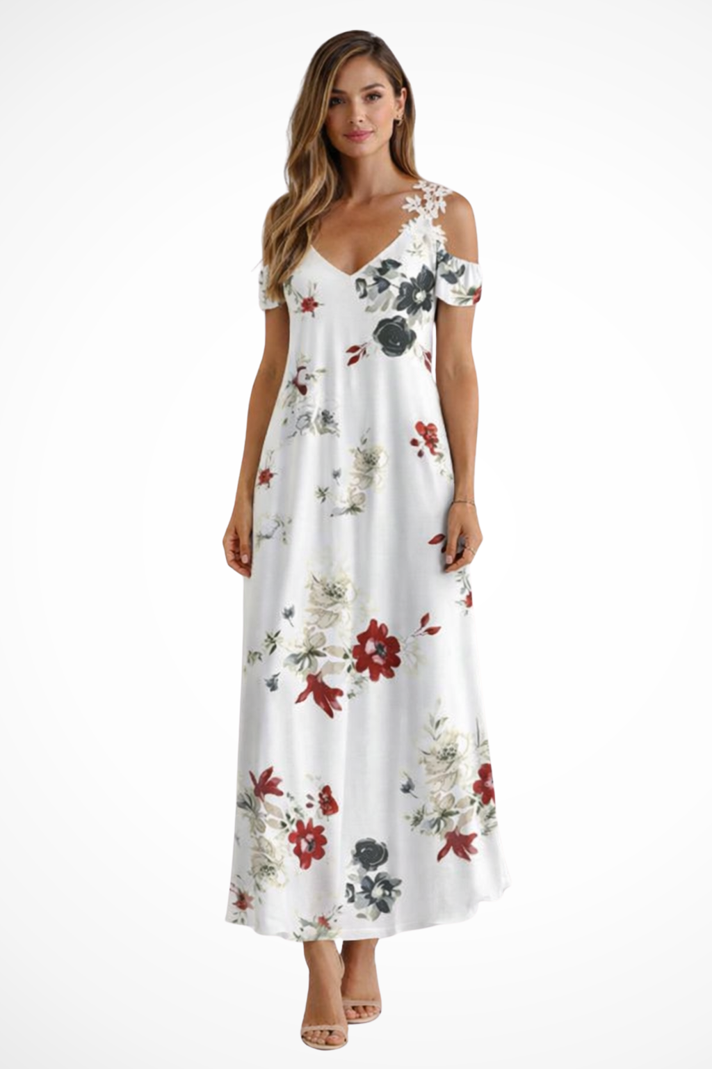 Womens Maxi Dress Floral Sleeveless Flowing