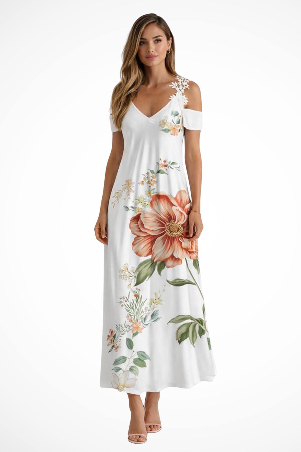 Womens Maxi Dress Floral Sleeveless Flowing - Clovrio
