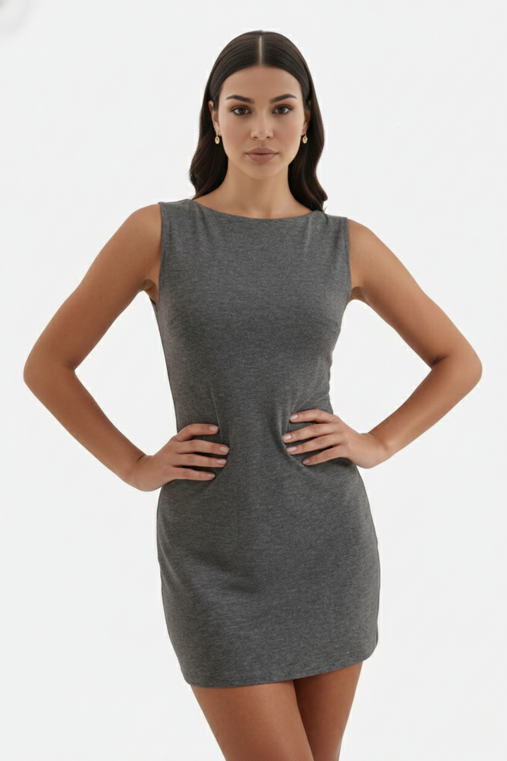 Womens Bodycon Mini Dress Ribbed Knit Sleeveless Stretch