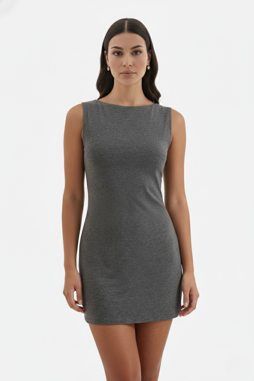 Womens Bodycon Mini Dress Ribbed Knit Sleeveless Stretch