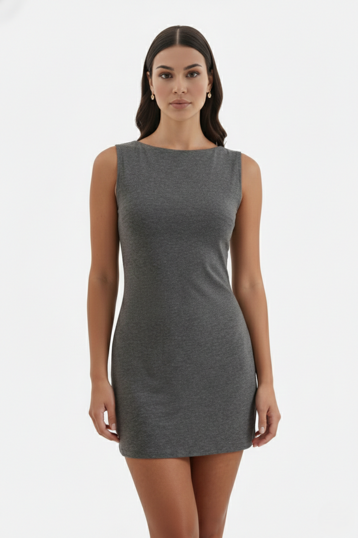Womens Bodycon Mini Dress Ribbed Knit Sleeveless Stretch