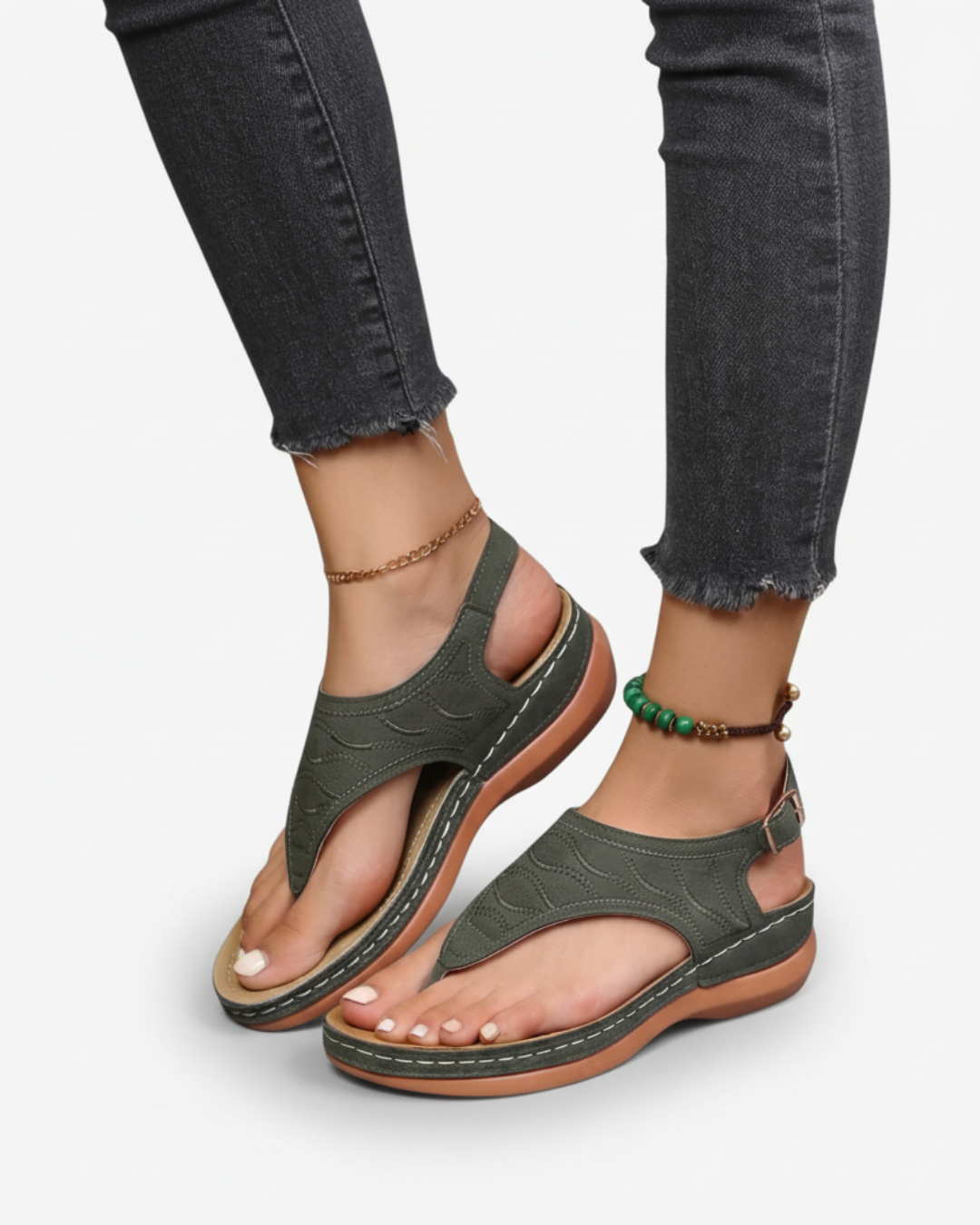 Womens Thong Sandals with Ankle Strap Casual Summer