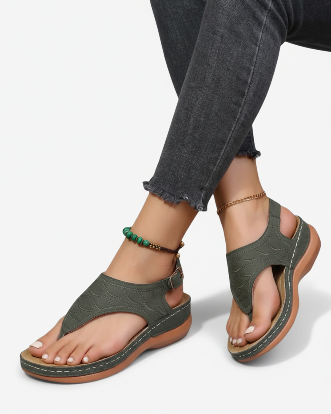 Womens Thong Sandals with Ankle Strap Casual Summer