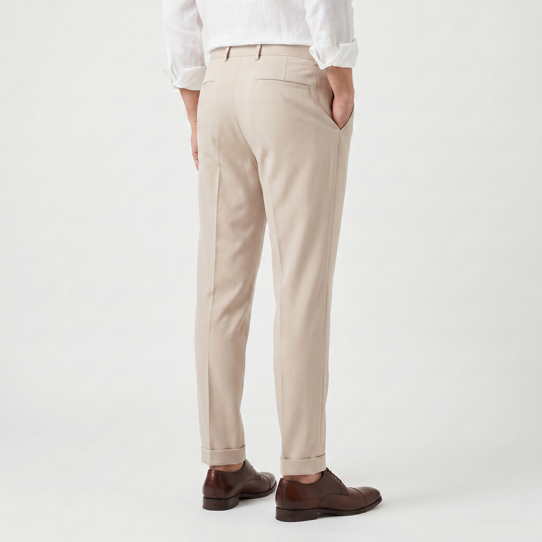 Men's Classic High-Rise Pleated Tapered Trousers
