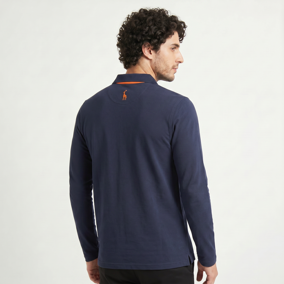Men's Classic Cotton Long-Sleeve Polo Shirt