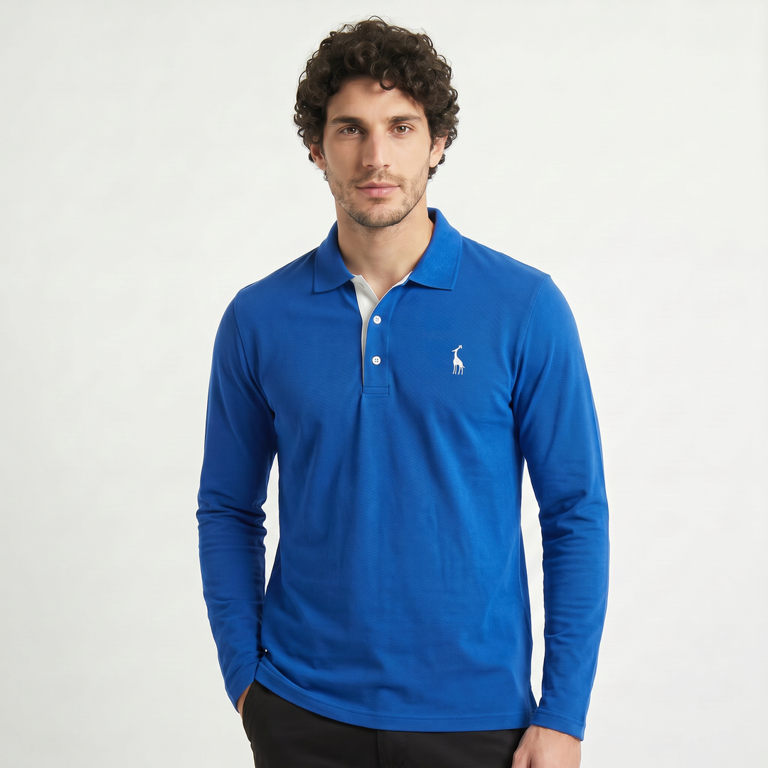 Men's Classic Cotton Long-Sleeve Polo Shirt