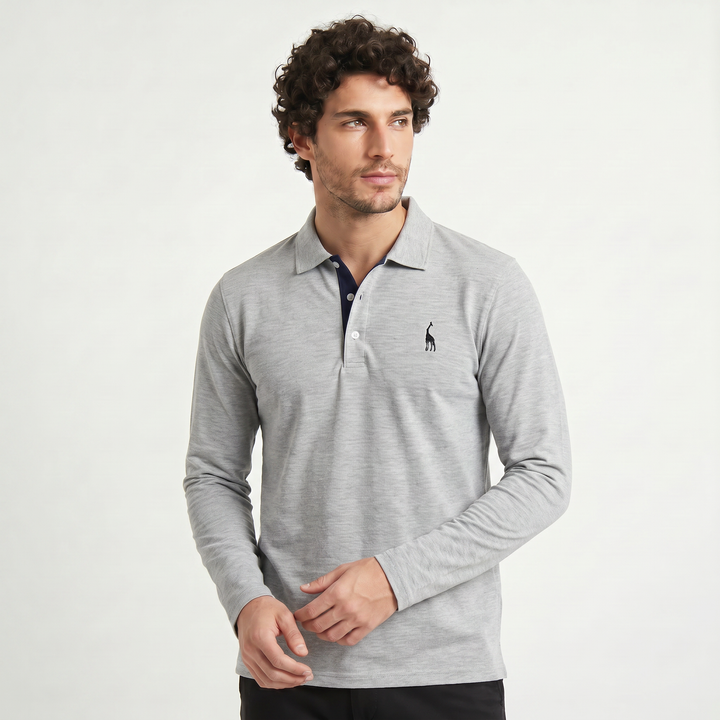 Men's Classic Cotton Long-Sleeve Polo Shirt