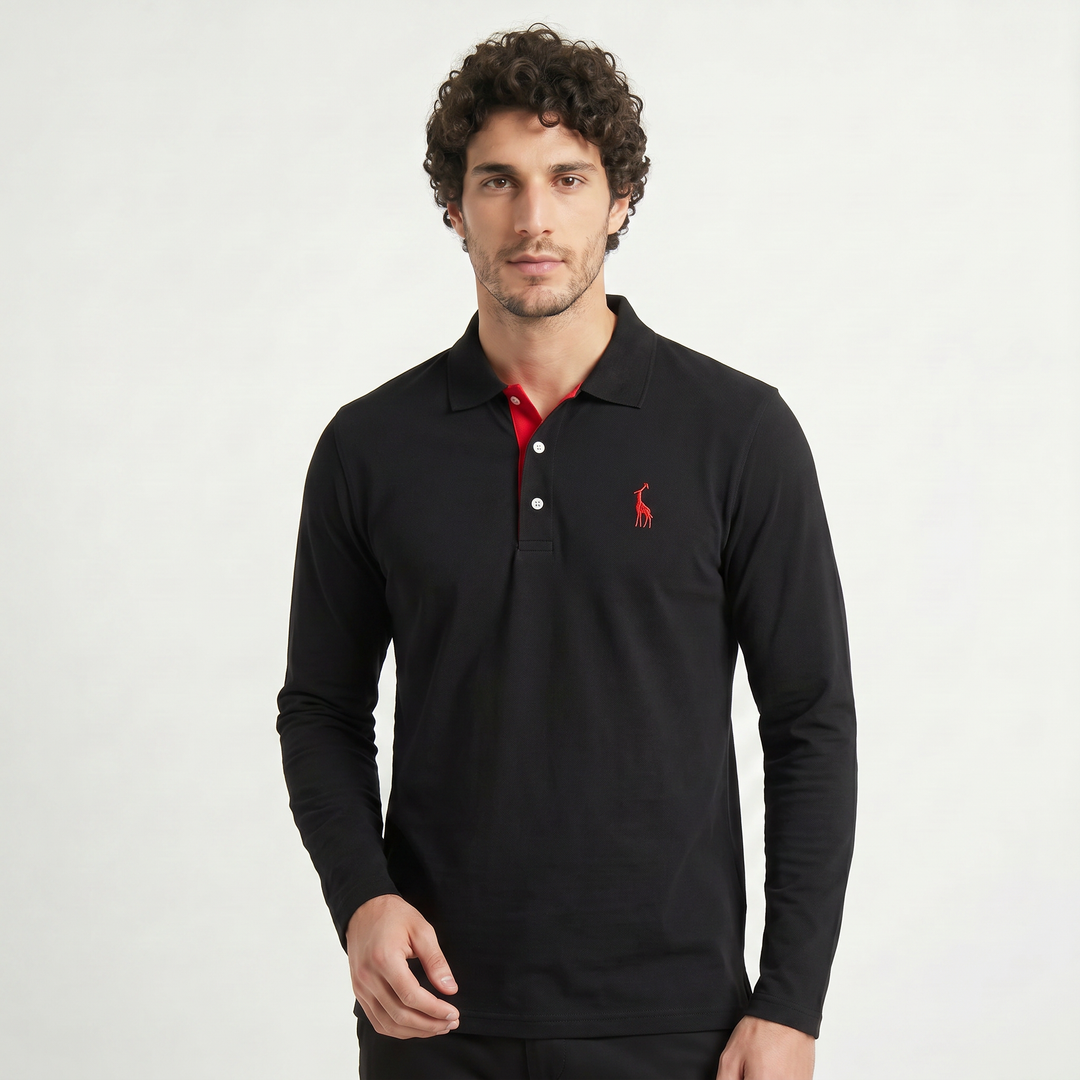 Men's Classic Cotton Long-Sleeve Polo Shirt