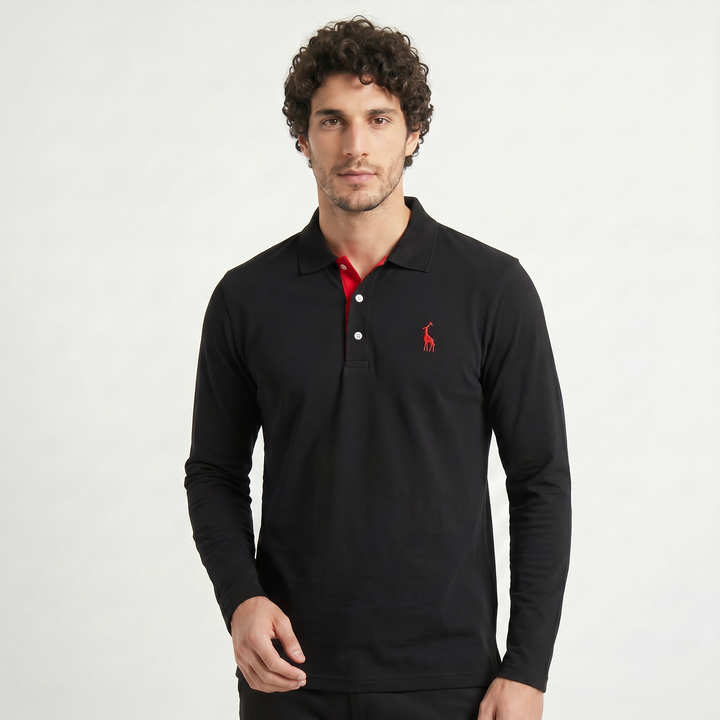 Men's Classic Cotton Long-Sleeve Polo Shirt