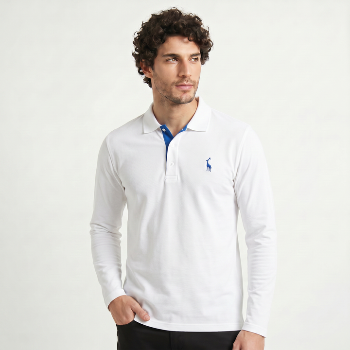 Men's Classic Cotton Long-Sleeve Polo Shirt