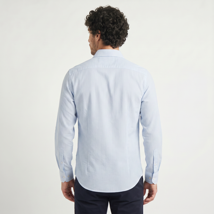 Men's Casual Cotton Long-Sleeve Striped Shirt
